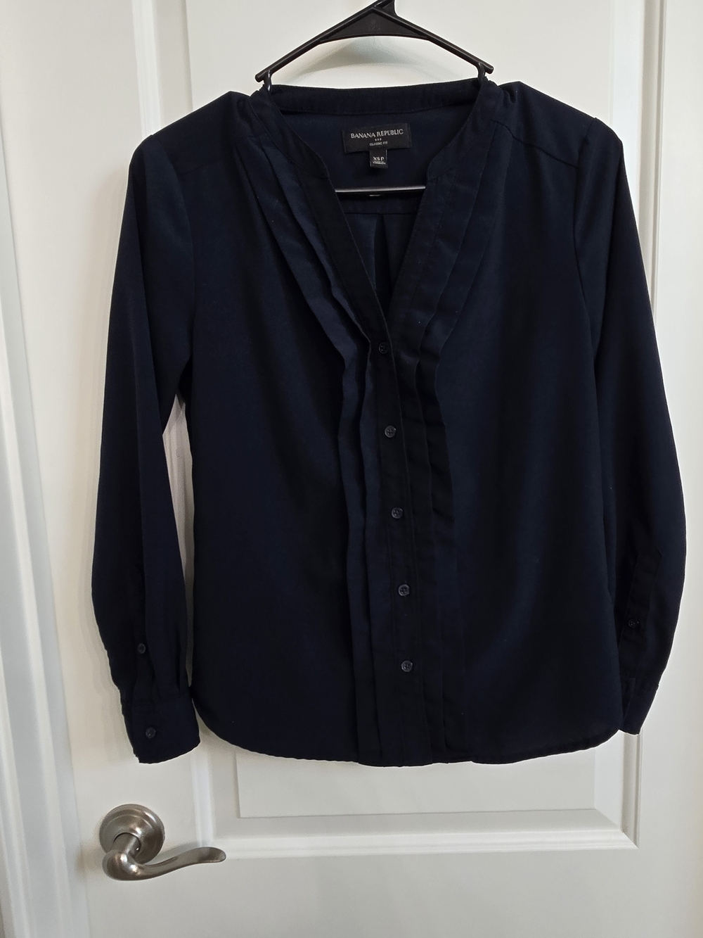 Banana Republic Navy Petite Blouse - Ruffle XS P